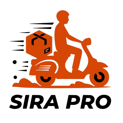Illustration SRA PRO : un livreur en scooter avec son caisson de livraison